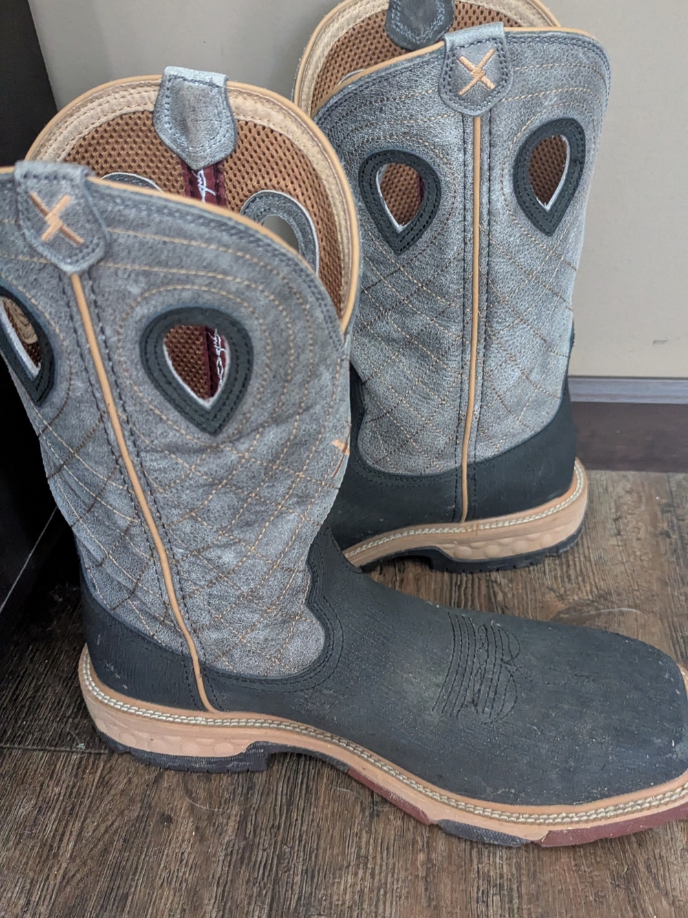 Twisted X Gray and Black Men's Western Work Boots